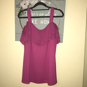 Susan Graver  Pink Ruffled Sleeveless top Sz M